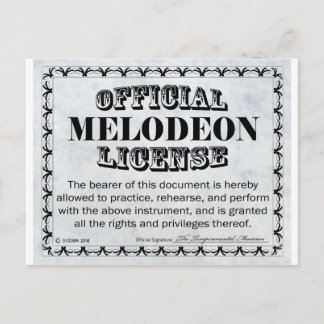 Melodeon-Lizenz Postkarte
