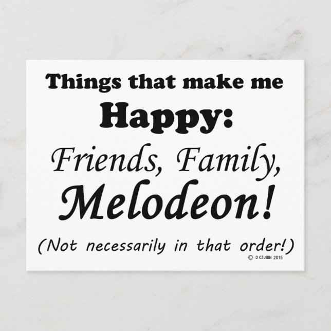 Melodeon macht mich glücklich postkarte (Vorderseite)