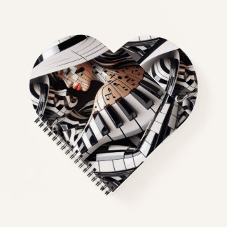 "Melodic Embrace - Heart Shaped Notebook for Music Notizbuch