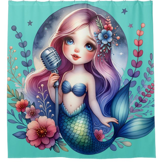 "Melodic Mermaid Serenade" Duschvorhang (Vorderseite)