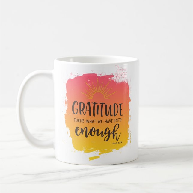 Melodie Beattie Dankbarkeitszitat-Kaffee-Tasse Kaffeetasse (Links)