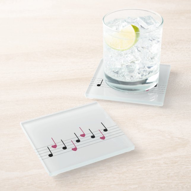 Melodie der Liebe (Linear) Glasuntersetzer (Schrägansicht)