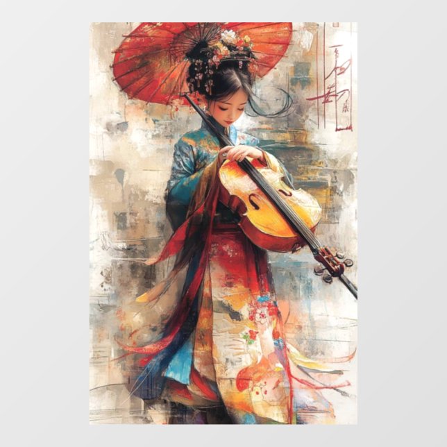 Melodie der Tradition: Die Harmonie von Kunst und  Fensteraufkleber (Blatt)