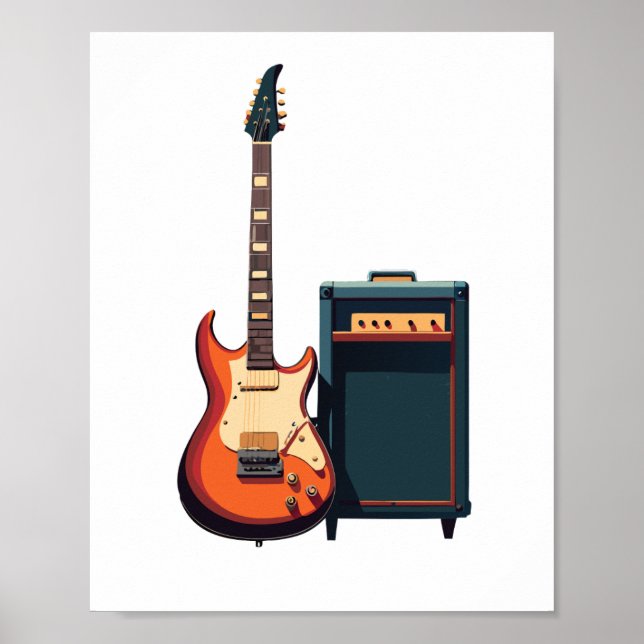 Melodie elektrische Gitarre und Verstärker Poster (Vorne)