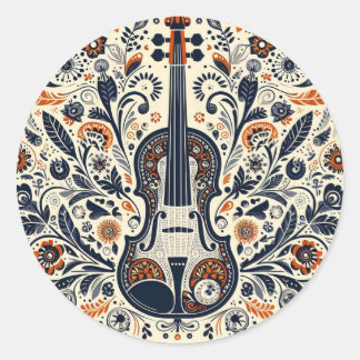 Melodie-Sticker für den Nationalen Violintag mit F Runder Aufkleber