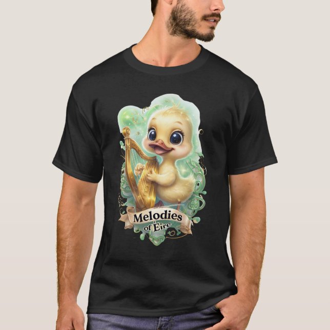 Melodien of the Éire" Kawaii Duck spielt Harp T T-Shirt (Vorderseite)