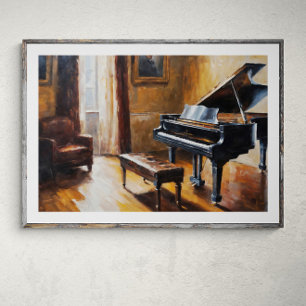 Melodische Echos: Vintage-Piano in einem rustikale Poster