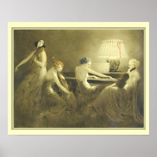 "Melody Hour" Art Deco Print by Louis Icart Poster (Vorne)