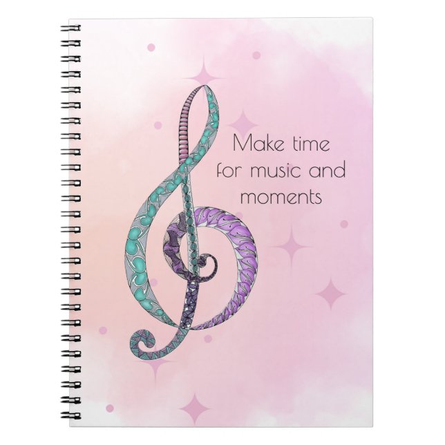 Melody in Line & Color treble clef notebook Notizblock (Vorderseite)