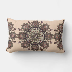 Melon/Black Reversible Mandala Lumbar Pillow Lendenkissen