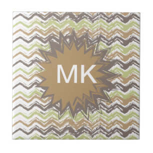 Melon Brandy Scribble ZigZag Muster Fliese