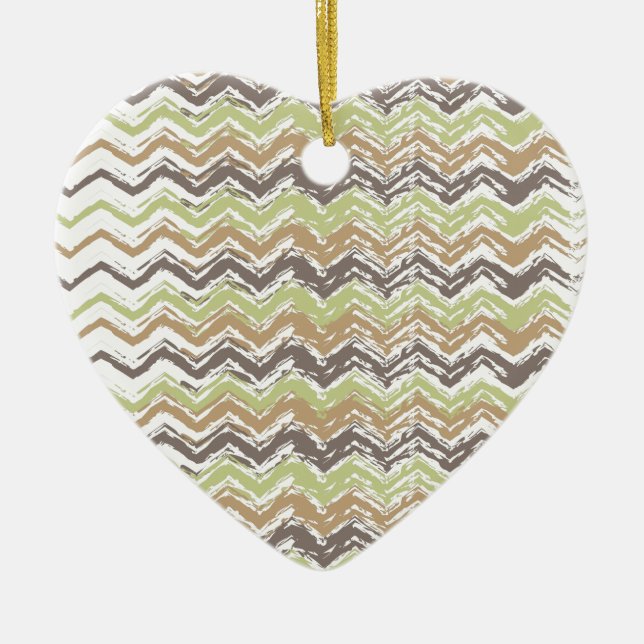 Melon Brandy Scribble ZigZag Muster Keramik Ornament (Vorne)