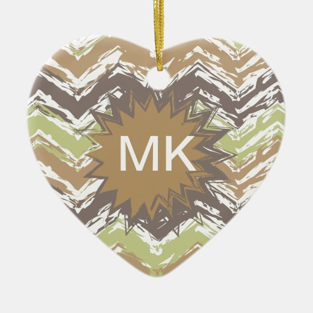 Melon Brandy Scribble ZigZag Muster Keramikornament (Vorne)