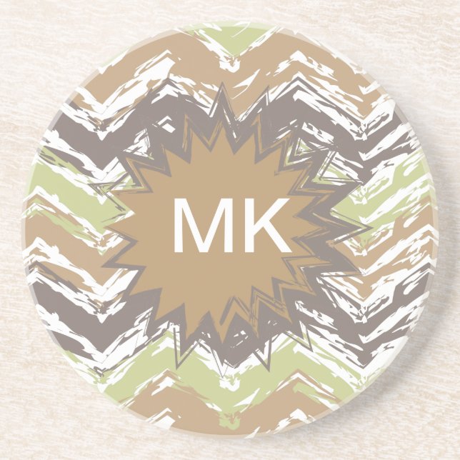 Melon Brandy Scribble ZigZag Muster Sandstein Untersetzer (Vorne)