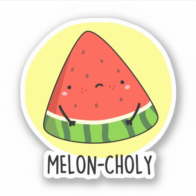 Melon-choly Funny Sad Watermelon Pun Aufkleber (Vorderseite)
