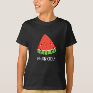Melon-choly Funny Sad Watermelon Pun Dark BG T-Shirt
