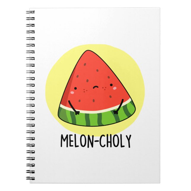 Melon-choly Funny Sad Watermelon Pun Notizblock (Vorderseite)