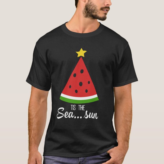 Melon Christmas Tree Tis The Sea T-Shirt (Vorderseite)