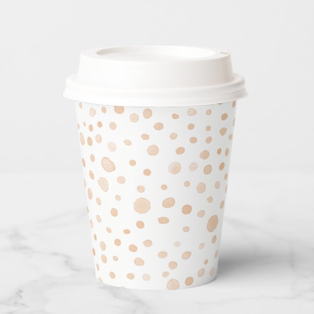 Melon Confetti Watercolor Dots Paper Cup Pappbecher (Vorderseite)