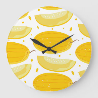 Melon Doodle Fruit Vintag Design Große Wanduhr