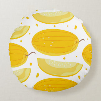 Melon Doodle Fruit Vintag Design Rundes Kissen