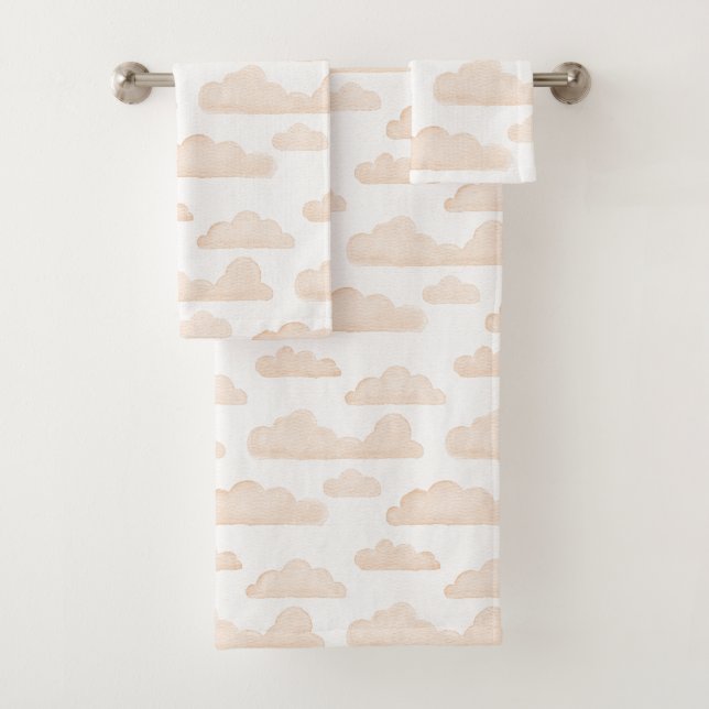 Melon Dreamtime Watercolor Wolken Handtuch Badhandtuch Set (Insitu)