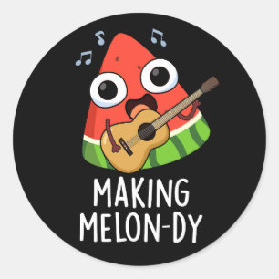 Melon-dy Funny Melon Pun Dark BG Runder Aufkleber