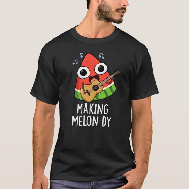 Melon-dy Funny Melon Pun Dark BG T-Shirt (Vorderseite)
