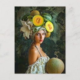 Melon Garden Muse Woman Portrait Feiertagspostkarte