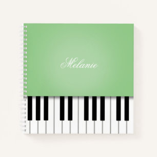 Melon Green Piano Music Keyboard Personalisiert Notizbuch