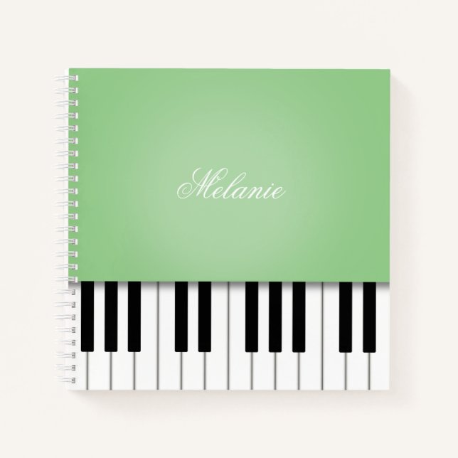 Melon Green Piano Music Keyboard Personalisiert Notizbuch (Vorderseite)