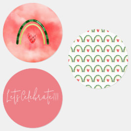 Melon Heart Watermelon Geburtstagsticker Etiketten