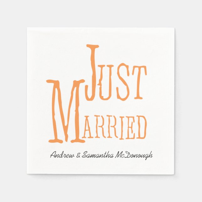 Melon Just Married Personalisiert Paper Napkins Serviette (Vorderseite)