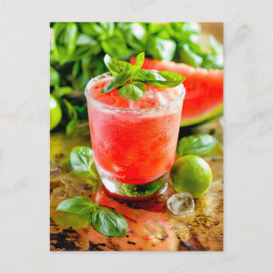 Melon Limon Cooler - Sommercocktail Feiertagspostkarte