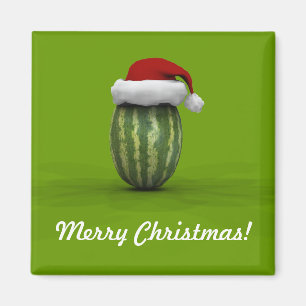 Melon mit Weihnachtsmannmütze Magnet