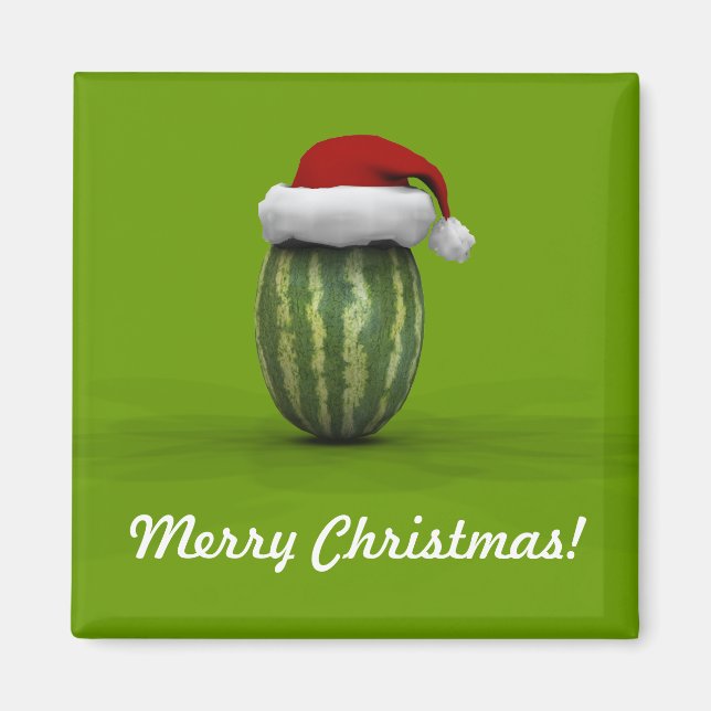 Melon mit Weihnachtsmannmütze Magnet (Vorne)
