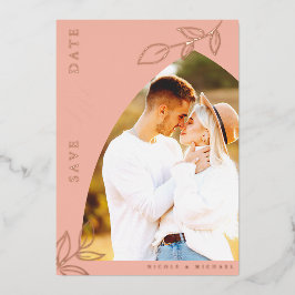 Melon Pink Arch Foil Save the Date Karte
