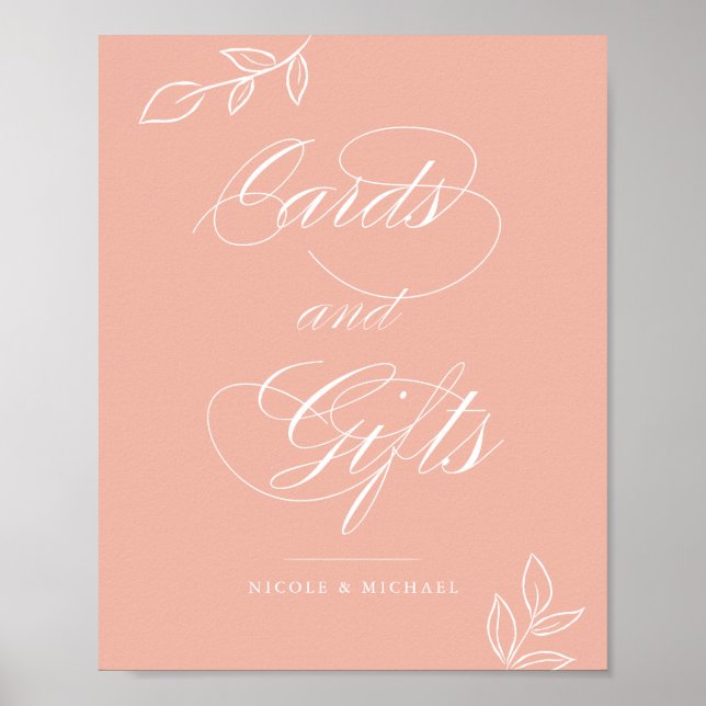 Melon Pink Botanical Cards & Gifts Wedding Sign Poster (Vorne)