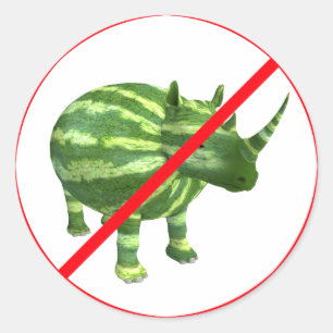 Melon Rhinos verboten! Runder Aufkleber