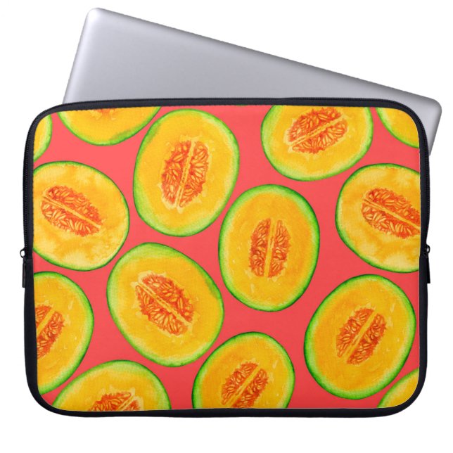 Melon-Scheiben-Aquarellmuster Laptopschutzhülle (Vorderseite)