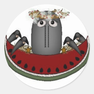 Melon- und Crows-Sticker Runder Aufkleber
