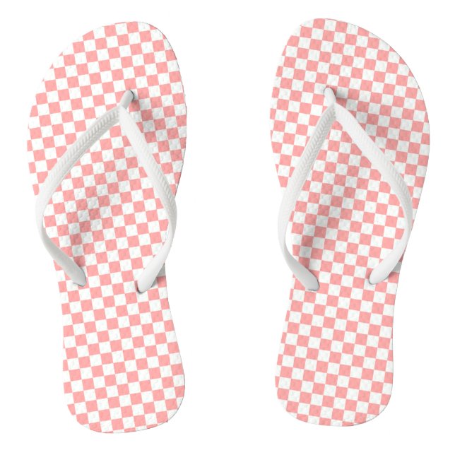 Melon und White Checkered Flip Flops (Fußbett)