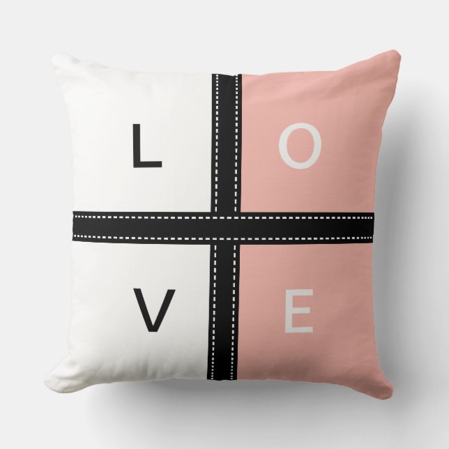 Melon & White Solid Color Monogram Kissen (Vorderseite)