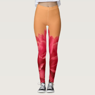 Melone Orange Heißrosa Floral Leggings