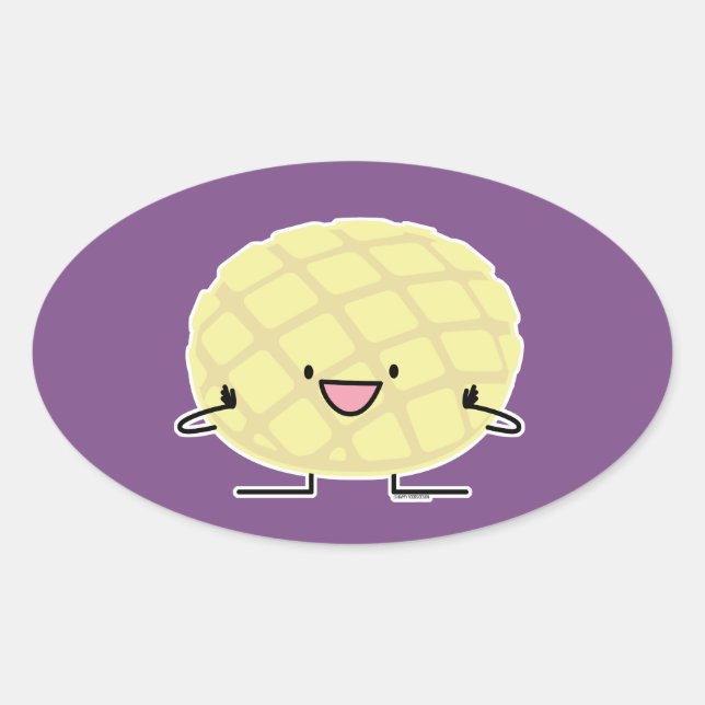 Melone-Pan süßer Patisserie Brot japanischen Ovaler Aufkleber (Vorderseite)