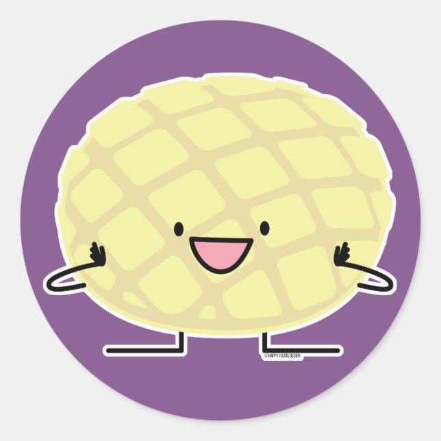 Melone-Pan süßer Patisserie Brot japanischen Runder Aufkleber (Vorderseite)