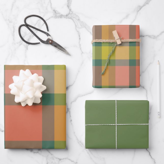 Melonen-Verpackungspapier Flachblatt-Set aus 3 Geschenkpapier Set (Vorderseite)