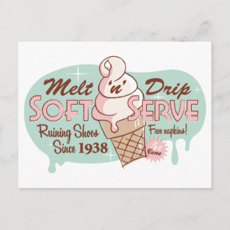 Melt 'n' Drip Soft Serve Eiscreme-Postkarte Postkarte