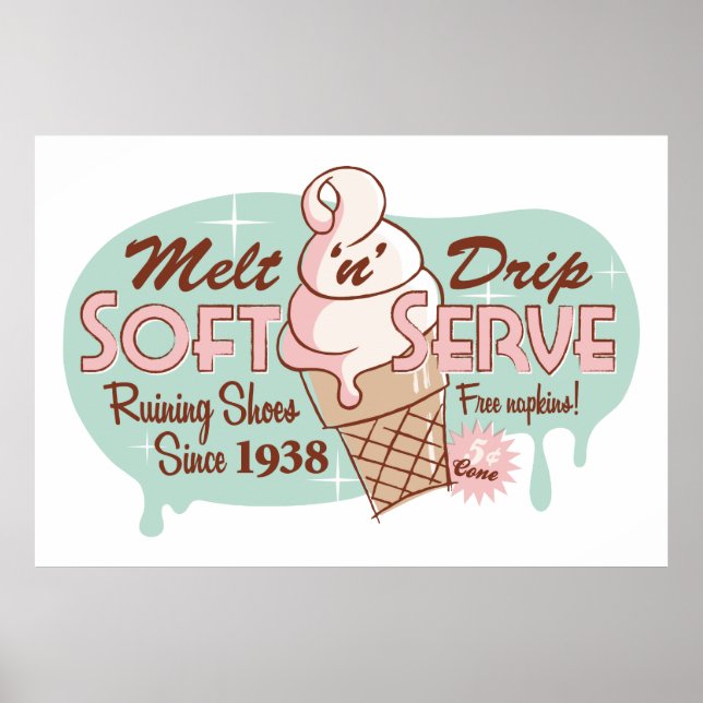 Melt 'n' Tropfen Soft Serve Ice Creme Print Poster (Vorne)