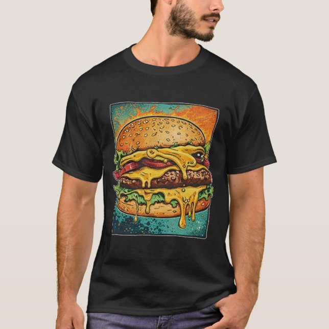 Meltdown Cheese Burger Illustration T-Shirt (Vorderseite)